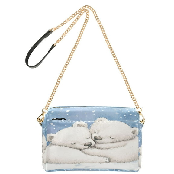 DIXRUYEE Fashion Triple Zip Small Crossbody Bag Creatively Frozen Cuddle with Polar Bears Pattern