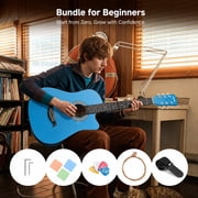 Moukey Guitar for Beginner 38 Starter Acoustic Guitars Kits with Gig Bag, Strap and Pick, Blue, EAG-100