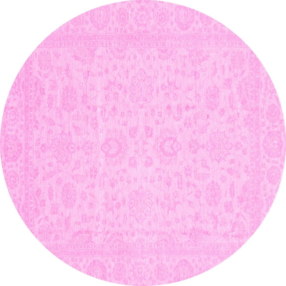 Ahgly Company Indoor Round Oriental Pink Traditional Area Rugs, 3' Round