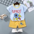 thumbnail image 2 of KPOPLK Toddler Baby Girl Summer Clothes Daddys Girl Letter Short Sleeve T Shirt Tops Newborn Rolled Shorts Outfit Set(Light Blue,5-6 Years), 2 of 4