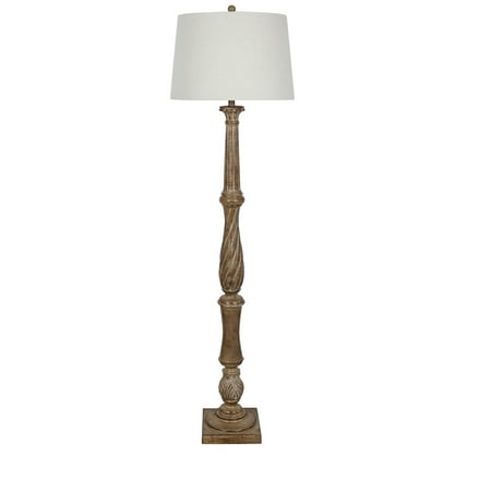 Tilbury 63.25"H Brown and White Washed Resin Tapered Drum Floor Lamp