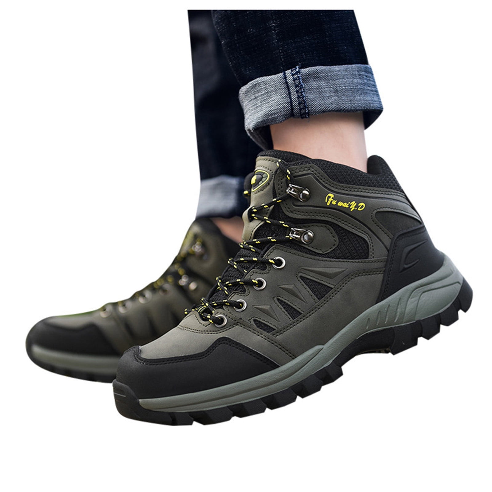 ZXHACSJ Men's High Top Outdoor Boots Waterproof Hiking Hiking