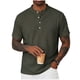thumbnail image 2 of Ceisia Men's Relaxed Fit Short Sleeve Stand Collar Henley Shirt Waffle Knit Solid Color Casual Top Army Green XXXL Gifts, 2 of 8