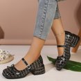 thumbnail image 7 of IEMIEMIEM Women's Chunky Heels Mary Jane Shoes Classic PU Leather Pumps Round Toe Bow Patent Strap Buckle Dress Shoes Casual Daily Work Versatile 7 wide, 7 of 7