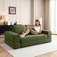 thumbnail image 2 of 81" Convertible Sofa Bed, 3-in-1 Folding Floor Couch, Corduroy Fold Out Sleeper Futon Mattress with Pillows, Boneless Lounge Loveseat for Living Room, Green, 2 of 13