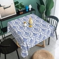 thumbnail image 4 of Vintage Blue And White Floral Square Tablecloth,Waterproof Table Cover For Holiday Party Dining Picnic Outdoor Decor,52x52 Inch, 4 of 6