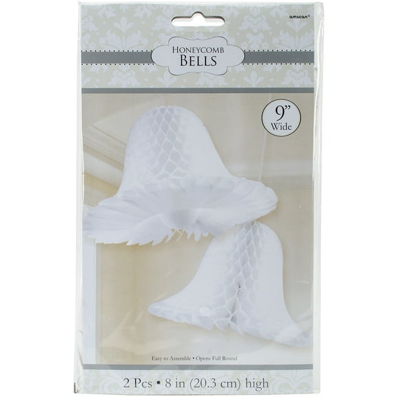 Medium White Bridal Honeycomb Bells 2ct | Wedding and Engagement Party