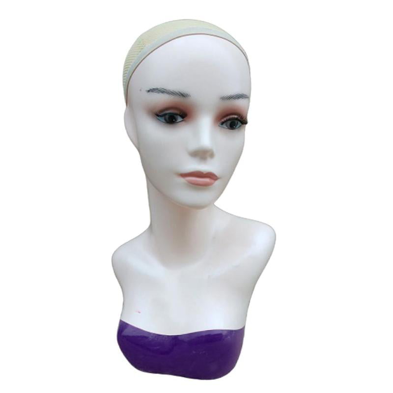 Female Mannequin Head Bust Wig Hat Jewelry Display Model Stand w/ Net Cap 