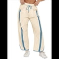 thumbnail image 2 of Pantalones Deportivos Holgados de Pierna para Mujer, Informales, con Cordón Ajustable y Cintura Elástica, en Colores Contrastantes, Estilo Y2K. Marfil L, 2 of 7