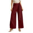thumbnail image 2 of FEIIBMOYRIA Women's Dress Pants Smooth Drape Elegant High Waist Wrap Front Tie Wide Leg Pants Loose Elegant Daily Office Business Casual Culottes, 2 of 6