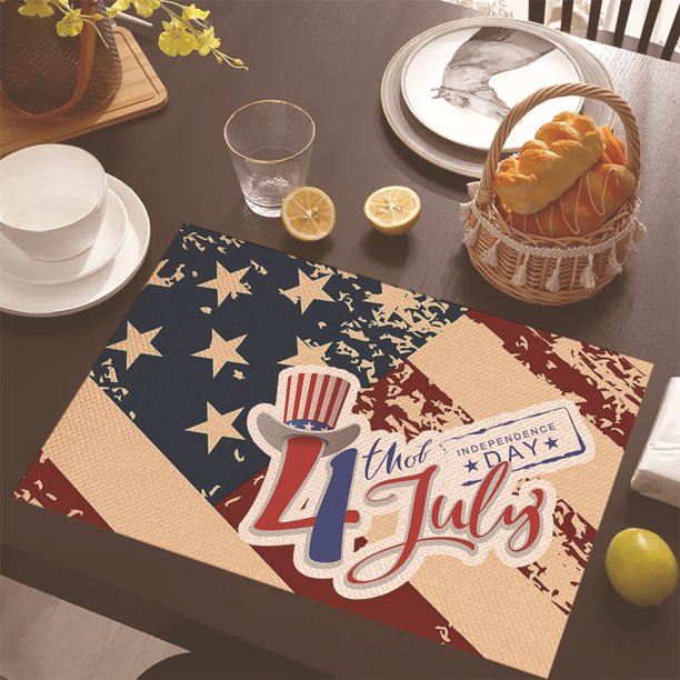 Independence Day Festival Series Placemats Linen Printed Table Mats Decorative Towels For Dining Room Kitchen Heat Insulation