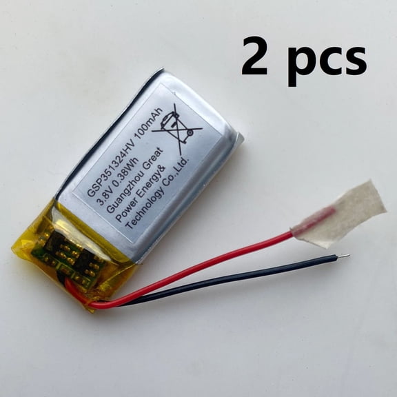 2pcs Replacement Battery 351324 100mAh 3.8V 0.38Wh