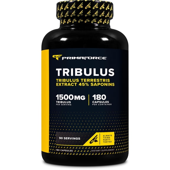 PrimaForce Tribulus Terrestris Extract Capsules (180 Capsules, 90 Servings / 1,500mg Tribulus Per Serving) | Herbal Tribulus Supplement for Men and Women
