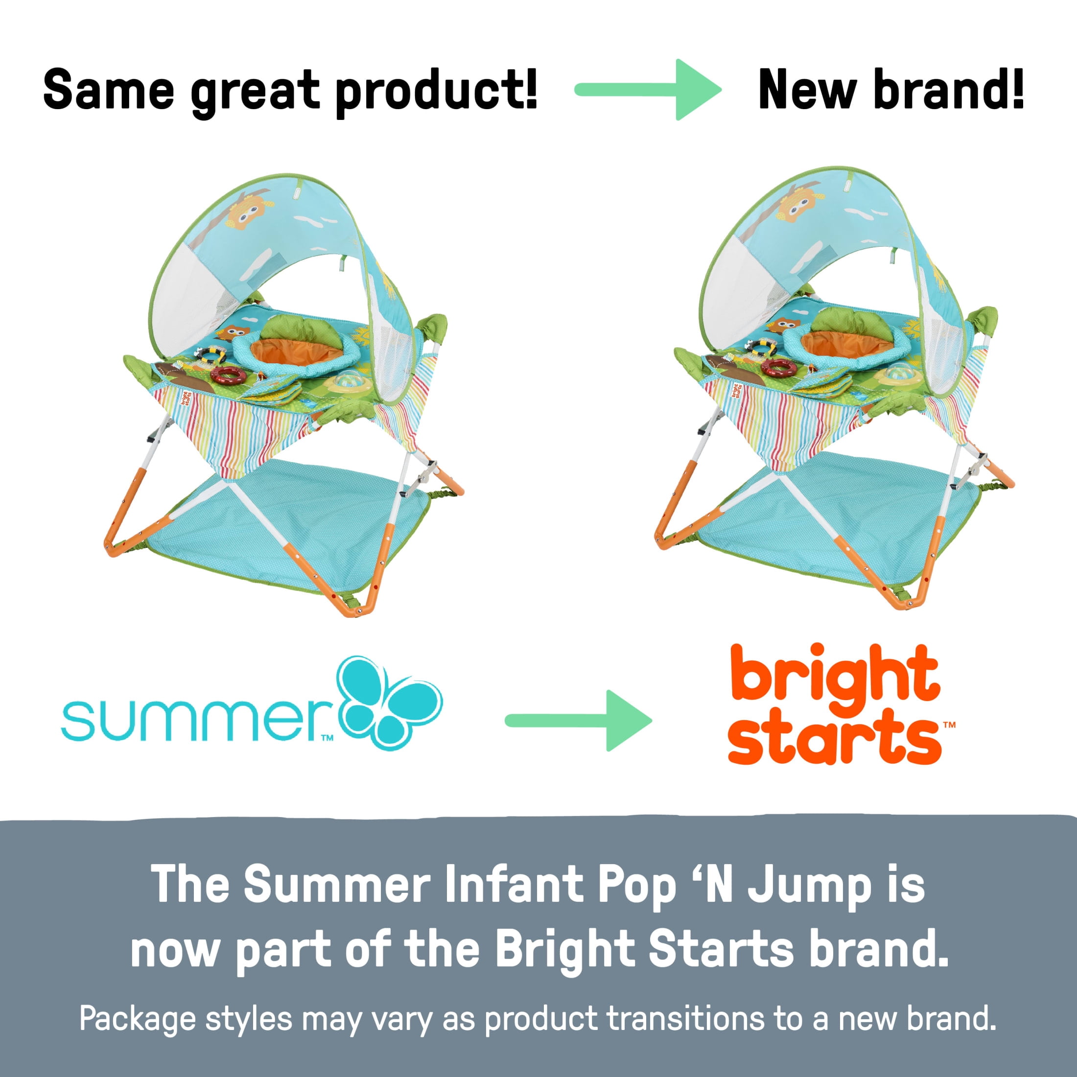 Bright Starts Pop 'N Jump Portable Activity Jumper, Owl Forest, Infant