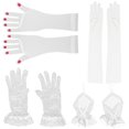 thumbnail image 1 of Guardurnaity 4 piezas/juego de guantes sin dedos de encaje para bodas y cosplay, exquisita artesanía, estilo vintage, guantes de novia guantes y mitones Blanco, 1 of 6