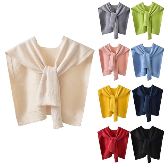 CXHEGBEJ Sweater Shawl Wraps for Women Sweater Knitted Knotted Shawls Casual Scarf Cape Shoulder Tops Scarf Fashion Wrap Versatile Layering Piece For Daily Travel Blue