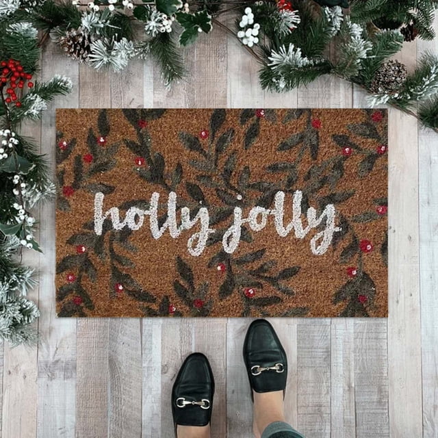 Hbdhejl Custom Christmas Tree Red Truck Door Mat Personalized Christmas Tree Red Truck Merry Christmas Door Mat Personalized Holiday Rug