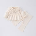 thumbnail image 3 of Korean Baby Girls' Clothes Set 0-4Y Lace Lotus Leaf Collar Top and Pants 2pcs Children's Outfit Spring Kid's Doll Shirt Suit, 3 of 6