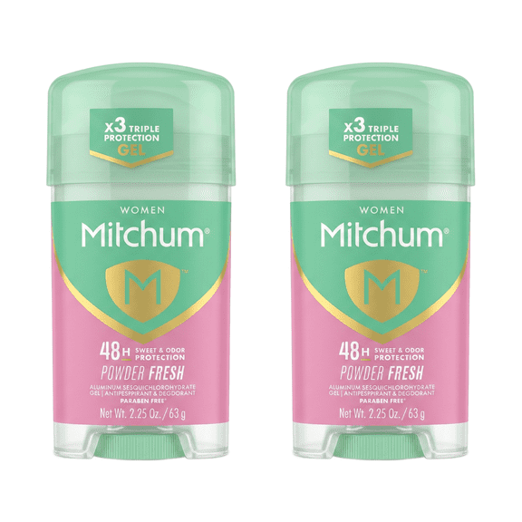 Mitchum Clear Gel Antiperspirant Deodorant Powder Fresh, 2.25 oz 2 Pack
