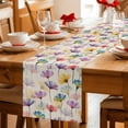 thumbnail image 5 of Spring Flowers Table Runner - 120 Inch Long Watercolor Floral Vintage Beige Cotton and Linen Blended Dress Scarves Farmhouse Table Runner for Kitchen Dining, Coffee Table, 13" x 120", 5 of 8