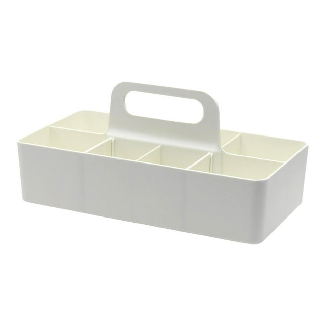 Caja de almacenamiento con múltiples compartimentos, cesta apilable, organizador para el hogar blanco