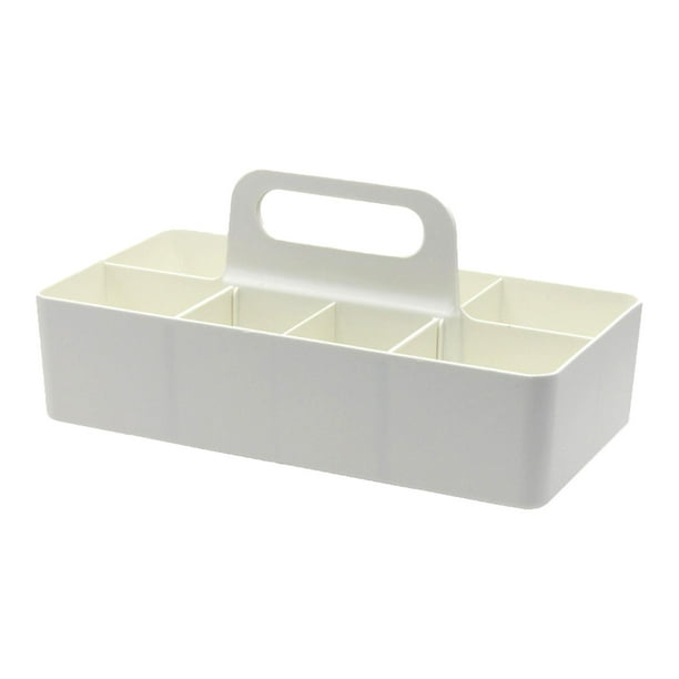 Caja de almacenamiento con múltiples compartimentos, cesta apilable, organizador para el hogar blanco