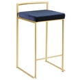 thumbnail image 2 of Fuji Contemporary-Glam Stackable Counter Stool In Gold With Blue Velvet Cushion - Set Of 2, 2 of 7