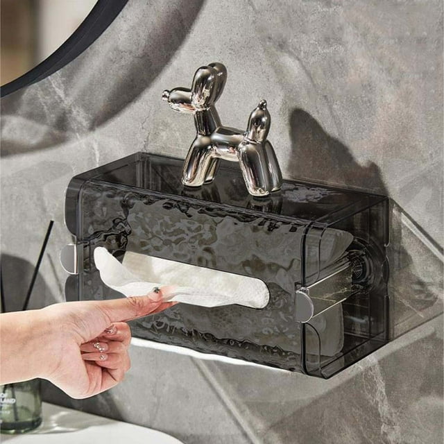 CEHVOM Suction Cup Corrugated Toilet Tissue Box Wall Mounted Toilet Paper Box Toilet Paper Box Punch Hand Paper Box Face Towel