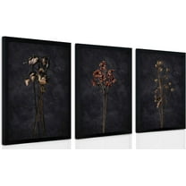 Hieng Vintage Floral Wall Art Dark Plant Canvas Wall Decoration Farmhouse Print Black Peony Painting Wall Decoration Moody Artwork For Living Room Bedroom(Only canvas)