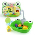 thumbnail image 2 of Cute Frogs Electric Wash Toy Sink Circulating Water Wash Fruit Vegetable Children Pretend Play Simulation Kitchen Toys For Girls, 2 of 6