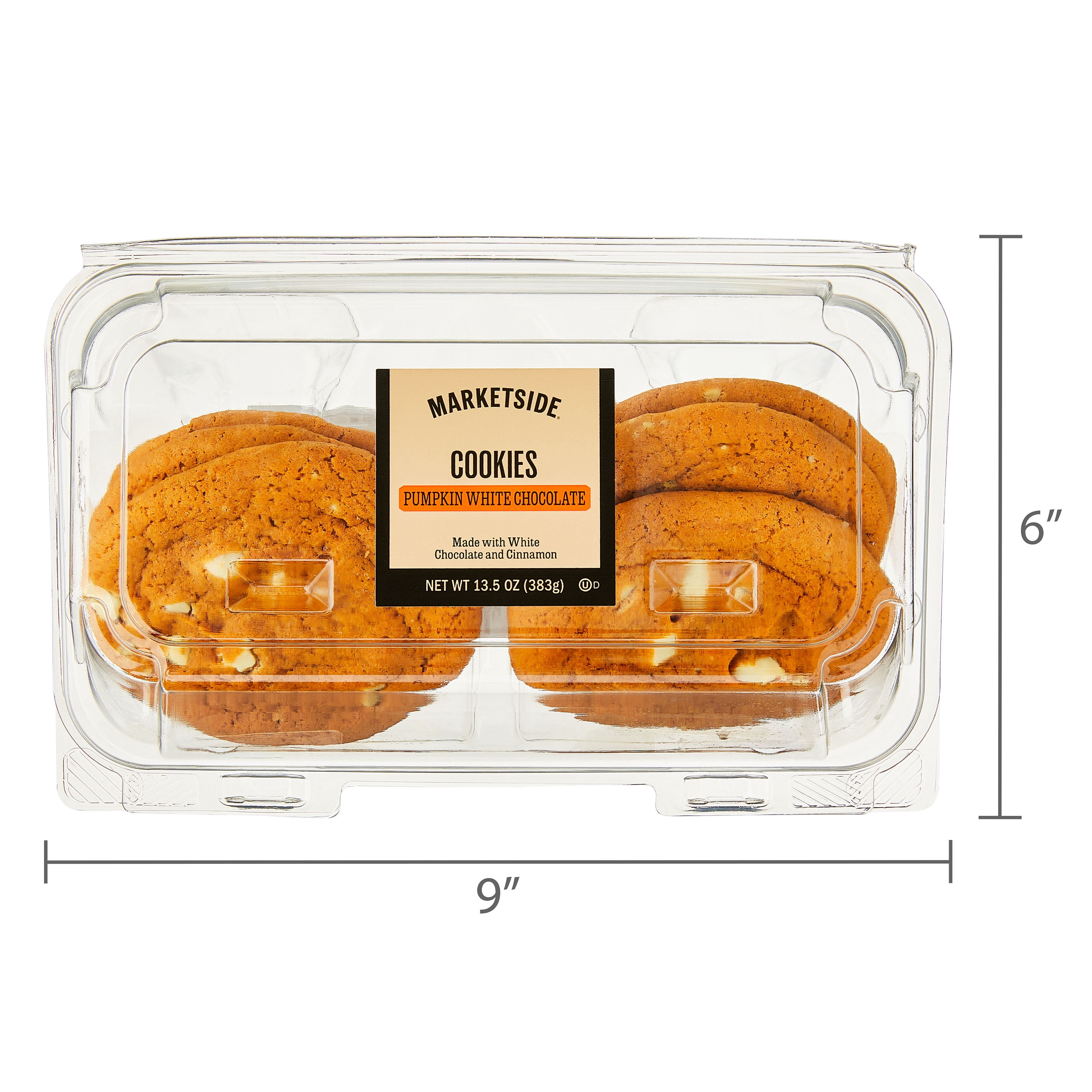 Marketside Pumpkin White Chocolate Baked Cookies, 13.5 oz, 6 Count