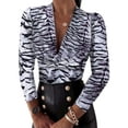 thumbnail image 2 of Cilcicy Women Long Sleeve V-neck Leopard Print Sexy Blouse Top, 2 of 4