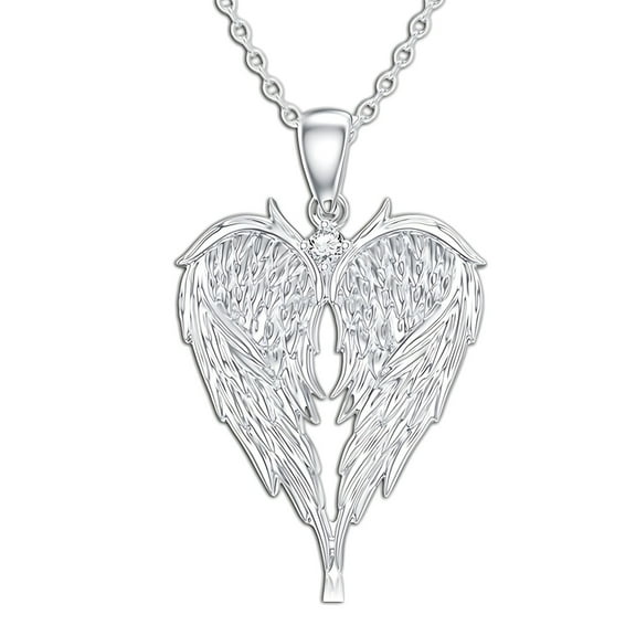 Nmdmisc Angel Wing Necklace Choker Heart Wing Pendant Necklace Silver Guardian Angel Wings Necklace Crystal Heart Necklace Jewelry for Women