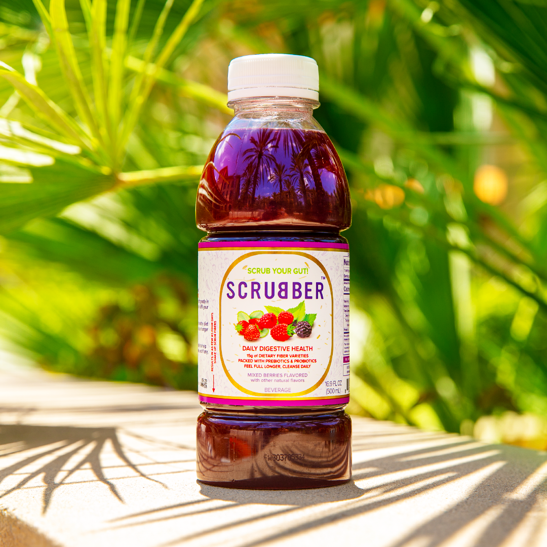 Scrubber Fiber-Infused Fruit Juice w/Probiotics + Prebiotics for Daily Digestive Health, Immune Support, Regularity & Weight. 16.9 OZ Natural Beverage, Mixed Berries, 12-Pack