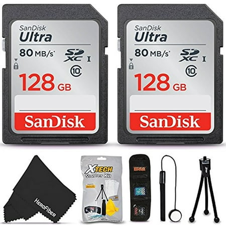 SanDisk 256GB Ultra Class 10 SDXC UHS-I Memory Card (128GB SD Card x 2) for SONY Alpha a7 III, a7R III, a9, a6500, a99 II, a6300, a7S II, a7R II, a7 II, a5100, a7S, a6000, a5000 + Accessories