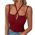 thumbnail image 2 of Cagogo Women Tank Tops Under $5 Ribbed Knit Sleeveless Going Out Summer Basic Cami Tee Shirts Slim Fit Sexy Halter Slim Criss Cross Tanks Outfits Mothers Day Gifts, 2 of 9