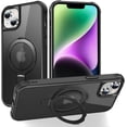 thumbnail image 1 of Funda magnética compatible con iPhone 14 Plus con soporte [A prueba de caídas de grado militar] [Compatible con imán] Anillo translúcido, delgado, parte trasera rígida, borde suave, 1 of 6