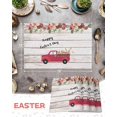 thumbnail image 6 of Easter Placemats Set of 4, Red Truck with Carrot Placemat for Dining Table Decorations, Rose Blossom Bunny Wood Grain Place Mats, Spring Table Mats for Kitchen Dinner Seasonal Holiday Party Decor, 6 of 6