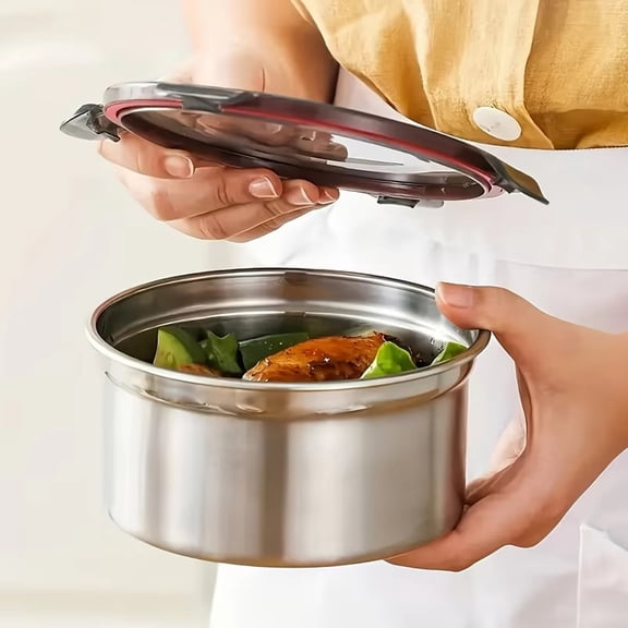 Korean Style Stainless Steel Airtight Lunch Box, Food Storage Container for Fruits Meals, Sealed Bento for Fridge Office Picnic Travel, Medium