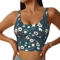 thumbnail image 3 of Goofa Vintage Floral Printed Sports Bras for Women, High Impact Running Bra Workout Crop Tank Tops Longline Sports Bra Push up-Small, 3 of 9