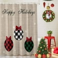 thumbnail image 5 of Happy Holidays Words on Linen Shower Curtain for Bathroom, Red Green Christmas Balls Waterproof Shower Curtains Washable Quick Dry with Hooks Bathtub Curtains 36x72IN, 5 of 9