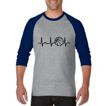 Artix - Mens Raglan Sleeve Baseball T-Shirts, up to Size 3XL - Basketball Heartbeat