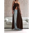 thumbnail image 5 of Womens French Elegant Loose Fit Halter Neck Sleeveless Maxi Dress with High Slit Long Gown Brown M, 5 of 9