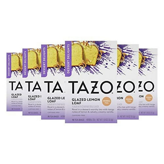 TAZO Glazed Lemon Loaf .. .. Herbal Tea Bags, .. Aromatic .. Blend, Caffeine-Free, .. 15 Count .. (Pack .. of 6)