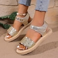 thumbnail image 5 of Wovix Women's Sandals Bling Rhinestone Dressy Platform Ankle Buckle Sandals Indoor Outdoor Shoes Gold 35, 5 of 9