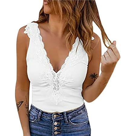 Weiqiqre T Shirts for Women Lace Halter Neck Tank Top Sleeveless Backless Trendy Going Out Corset Crop Tops