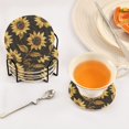 thumbnail image 3 of Yayeee 6 PCS Drink Coasters with Holder Set Woven Absorbent Round Tabletop Hot Pad, Black Sunflower Pattern, 3 of 7