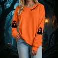 thumbnail image 2 of Jkety Halloween Tshirts Women Halloween Sweatshirts for Women Ghost Pumpkin Long Sleeve Shirt Graphic Tees Fall Pullover Tops(Orange,L), 2 of 5