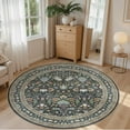 thumbnail image 6 of UERMEI 6'x6' Round Area Rugs for Living Room, Indoor Washable Rug, Floral Area Rugs for Bedroom Home Office Decor Dining Room Carpets, Non Slip Low Pile, Black/Green/Brown, 6 of 9
