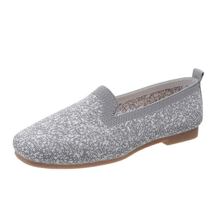 

Summer Savings Clearance! PEZHADA Women Shoes Flat Sandals for Women Womens Fashion Square Toe Flats Shoes Lightweight Soft Sneakers Casual Shoe Gray